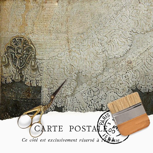 Papier Mousseline Dentelle gris vintage déprimée
