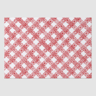 Papier Mousseline Dentelle rouge et blanche plaid en vichy motif Noë