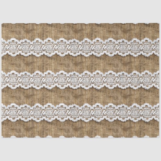 Papier Mousseline Dentelle sur Burlap Motif Mobilier Découpage (Recto)