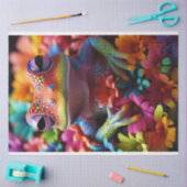 Papier Mousseline Dépliage de grenouilles et fleurs de couleur tropi (Artisanat)