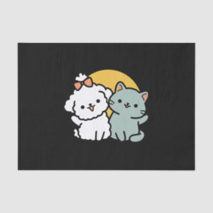 Papier Mousseline Des amis vrais pour toujours Cute Cat & Chien Du