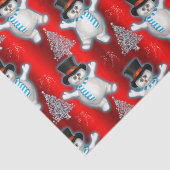 Papier Mousseline Des neigeurs dansantes à Noël rouge (Détail)