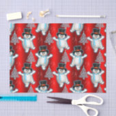 Papier Mousseline Des neigeurs dansantes à Noël rouge (Artisanat)