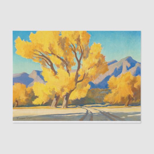 Papier Mousseline Desert Cottonwoods, Arizona par Maynard Dixon (Recto)