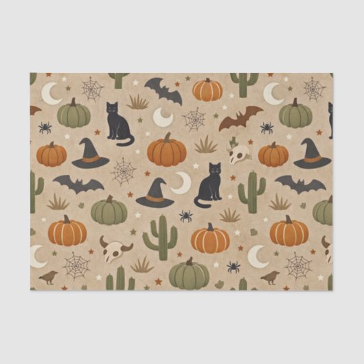 Papier Mousseline Desert Green Cactus Halloween (Recto)