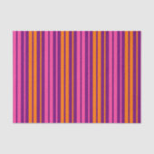 Papier Mousseline Design à rayures verticales rose orange violet (Recto)