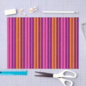 Papier Mousseline Design à rayures verticales rose orange violet (Artisanat)
