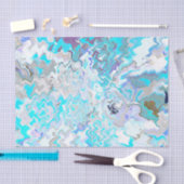 Papier Mousseline Design abstrait chic moderne turquoise et bleu (Artisanat)