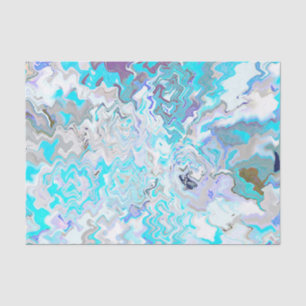 Papier Mousseline Design abstrait chic moderne turquoise et bleu