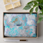 Papier Mousseline Design abstrait chic moderne turquoise et bleu (Cadeau)