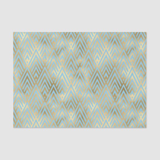 Papier Mousseline Design Art Déco, Motif Diamant Turquoise & Or (Recto)
