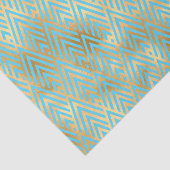 Papier Mousseline Design Art Déco, Motif Diamant Turquoise & Or (Détail)