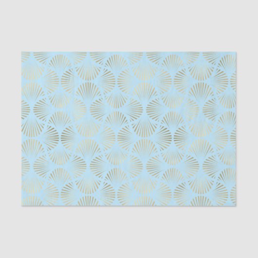Papier Mousseline Design Art Déco, Motif Turquoise et or (Recto)