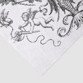 Papier Mousseline Design Art Déco Noir & Blanc Cherub Découpage (Détail)