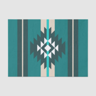 Papier Mousseline Design aztèque en couleur turquoise