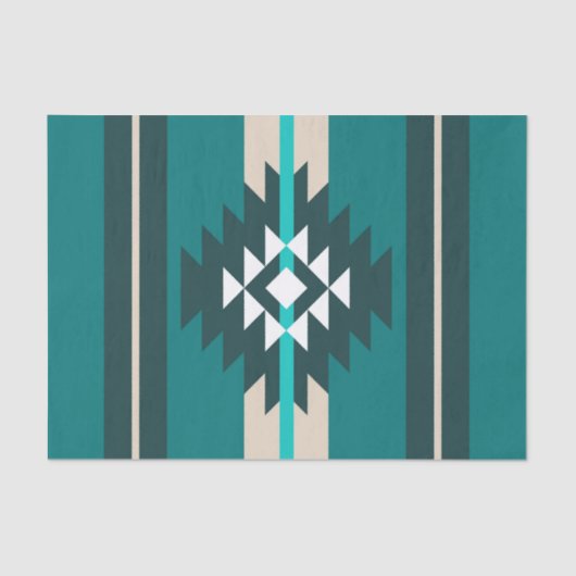 Papier Mousseline Design aztèque en couleur turquoise (Recto)