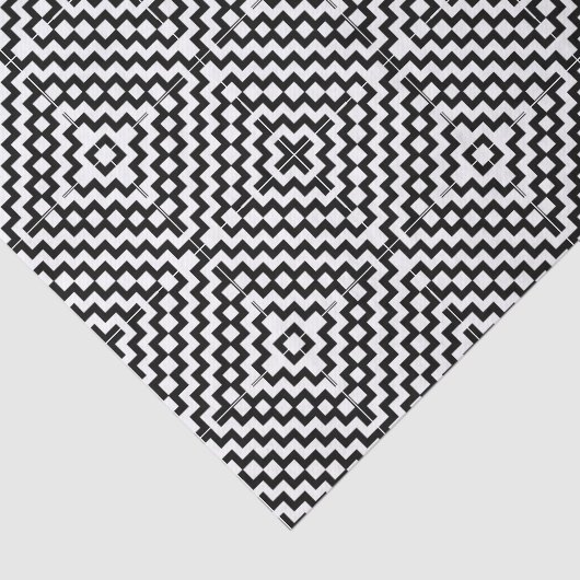 Papier Mousseline Design aztèque noir et blanc (Détail)