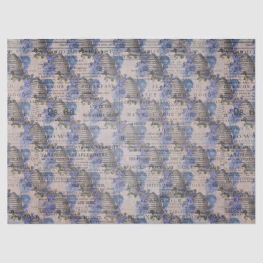 Papier Mousseline Design Blue Bee Series 3 (Recto)