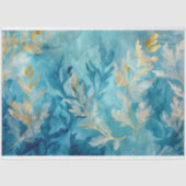 Papier Mousseline Design botanique en or bleu élégant (Recto)