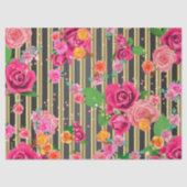 Papier Mousseline Design chic Rose Gold Black Stripes Decoupage (Recto)