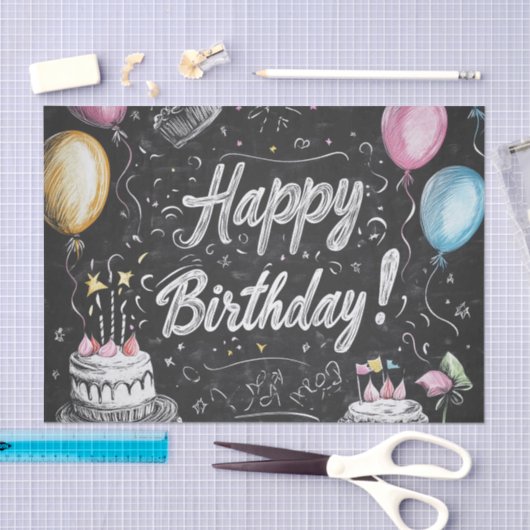 Papier Mousseline Design d'anniversaire de style Chalkboard (Artisanat)
