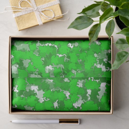 Papier Mousseline Design d'art Abstrait Foliage vert (Cadeau)
