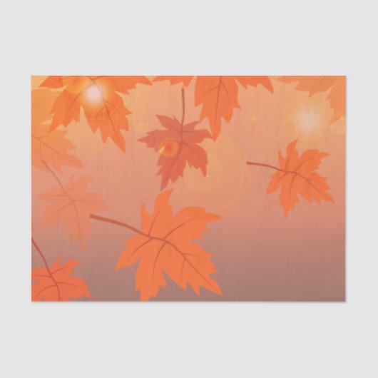 Papier Mousseline Design d'automne avec feuilles d'érable et effet b (Recto)