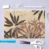 Papier Mousseline Design de crayon floral avec Feuilles tawny (Artisanat)