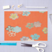 Papier Mousseline Design de fleurs anciennes - Papier Tissu pour l'a (Artisanat)