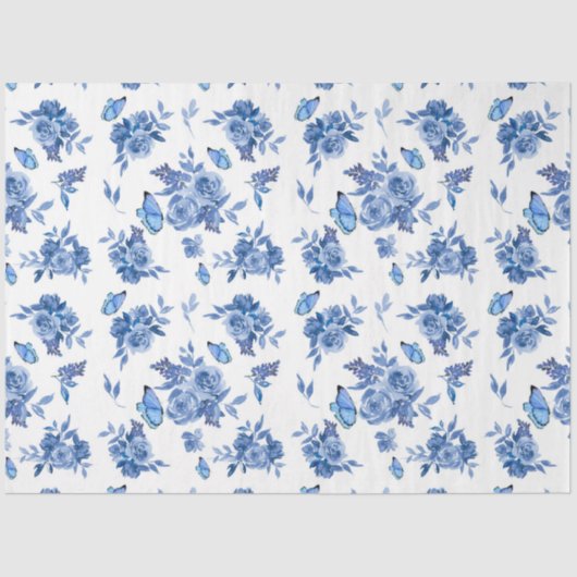 Papier Mousseline Design de la série Blue Watercolor 9 (Recto)