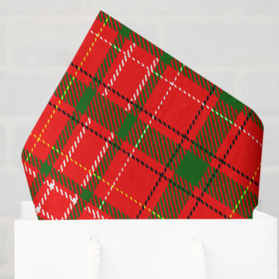 Papier Mousseline Design de Motif de Noël Tartan rouge