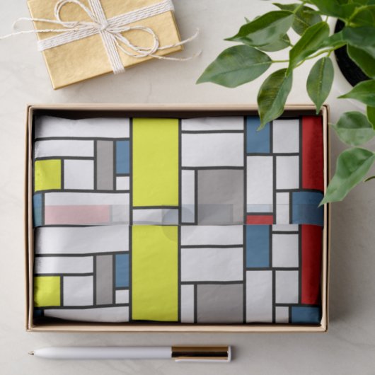Papier Mousseline Design de style mondrien (Cadeau)