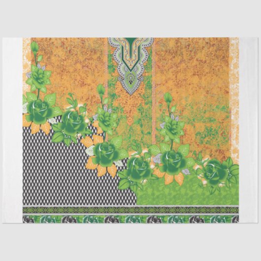 Papier Mousseline design d'un mur vert et jaune suspendu (Recto)