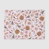 Papier Mousseline Design éffrayant avec Citrouilles, fantômes et cha (Recto)