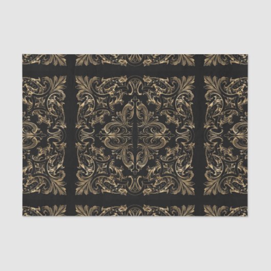 Papier Mousseline Design élégant Art Déco Black Gold (Recto)