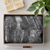 Papier Mousseline Design en marbre gris noir et argenté (Cadeau)