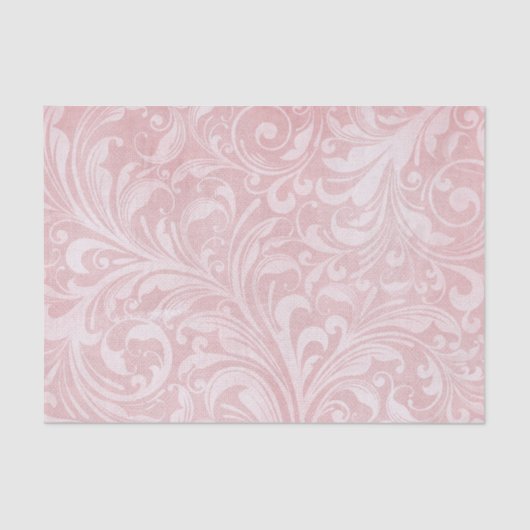 Papier Mousseline Design fleuri rose dénudé (Recto)
