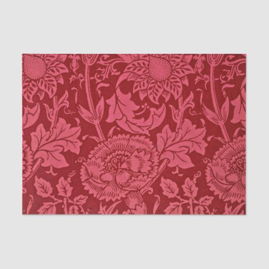 Papier Mousseline Design floral rose et rose framboise. (Recto)