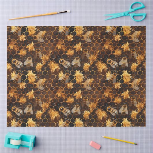 Papier Mousseline Design Honeypeb Bee Series 14 (Artisanat)