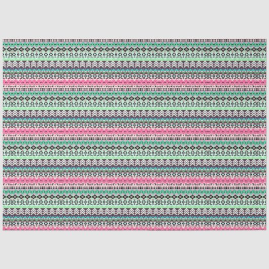 Papier Mousseline Design motif aztèque coloré (Recto)