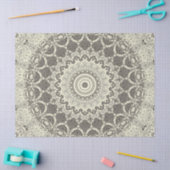 Papier Mousseline Design Motif en mandala beige et taupe (Artisanat)
