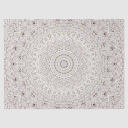 Papier Mousseline Design Motif en mandala beige et taupe (Recto)