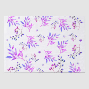 Papier Mousseline Design original de fleurs et branches violettes
