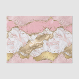 Papier Mousseline Design Rose de luxe en marbre rose or