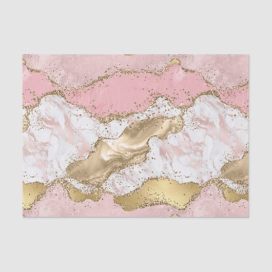 Papier Mousseline Design Rose de luxe en marbre rose or (Recto)