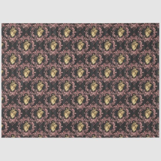 Papier Mousseline Design rose et or Steampunk Series 31 (Recto)