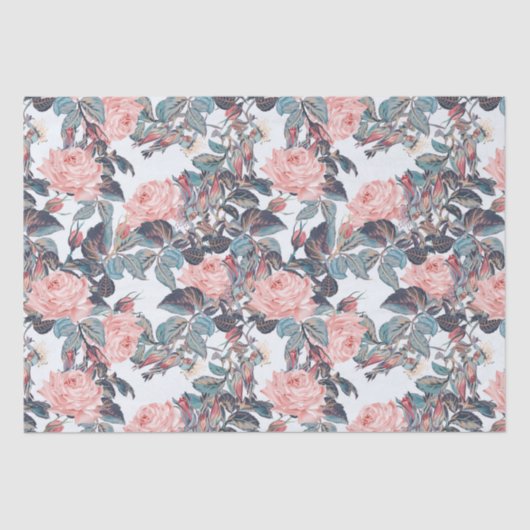 Papier Mousseline Design rose rose (Recto)