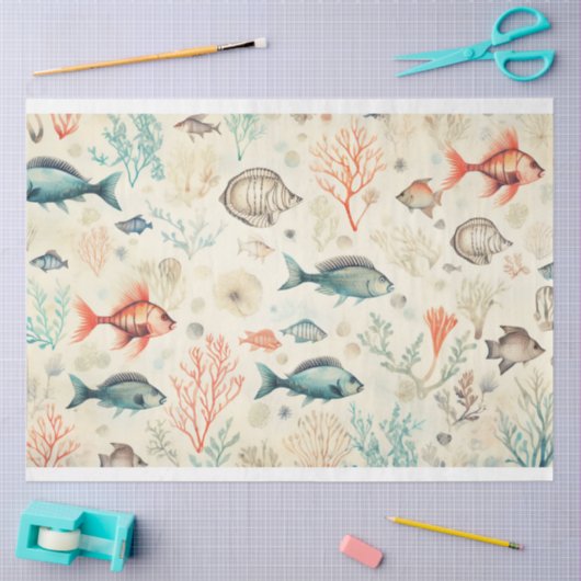 Papier Mousseline Design Sea Series 5 (Artisanat)