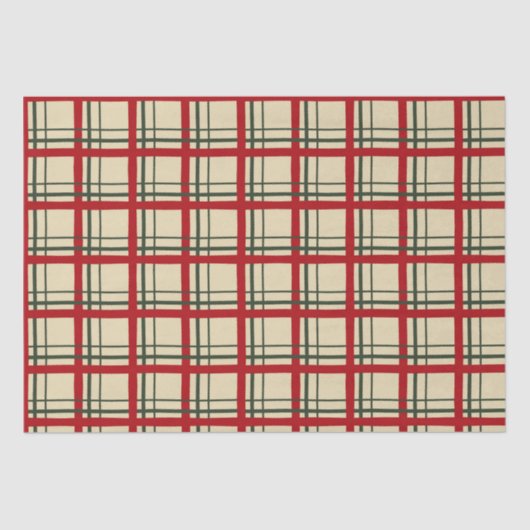 Papier Mousseline Design Tartan Plaid Noël Vintage (Recto)