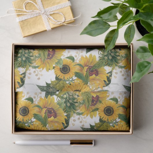 Papier Mousseline Design tournesol doré 7 (Cadeau)